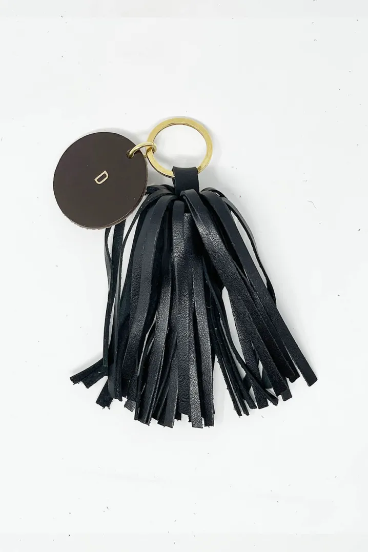 PORTACHIAVI NAPPA NERO CON INIZIALE