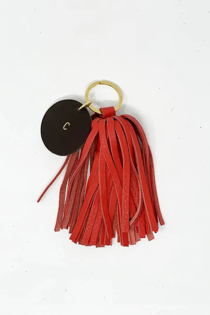 PORTACHIAVI NAPPA ROSSO CON INIZIALE