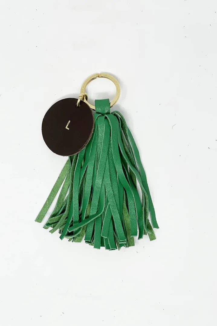 PORTACHIAVI NAPPA VERDE CON INIZIALE