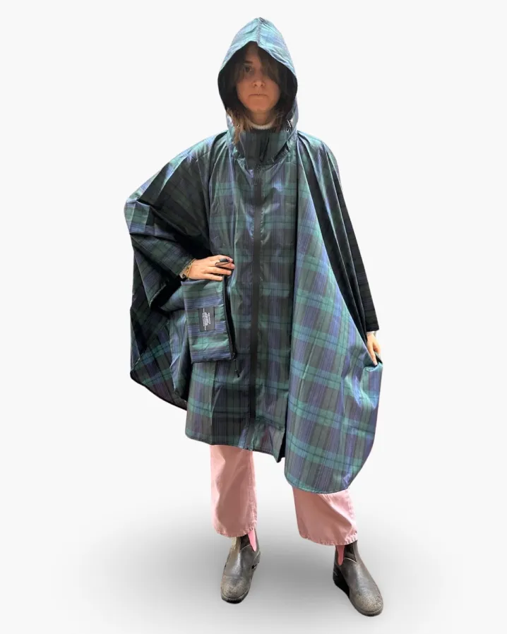 RAIN PONCHO TARTAN BLACK WATCH