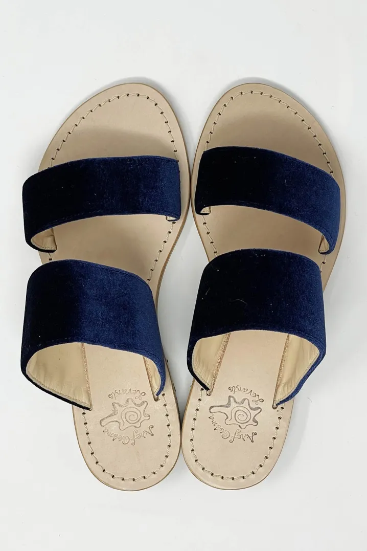 SANDALI ZOE VELLUTO BLU GHIGLINO