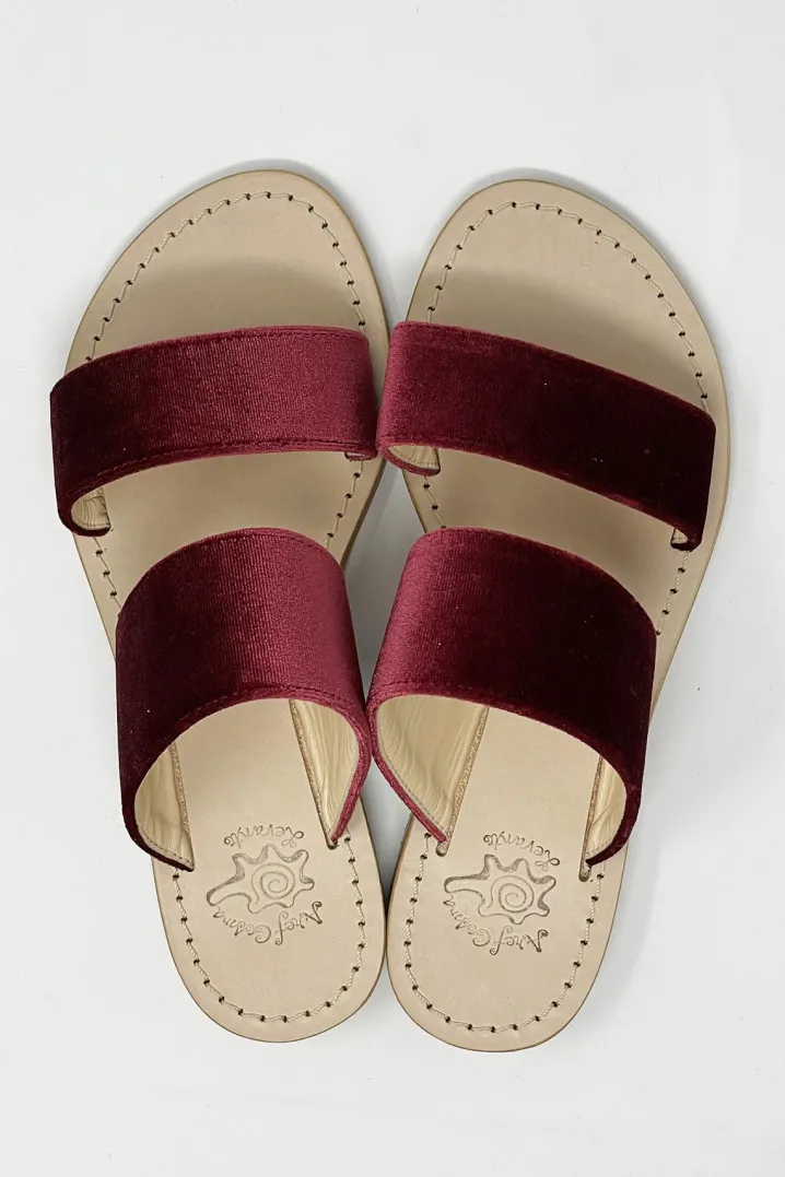 SANDALI ZOE VELLUTO BORDEAUX GHIGLINO