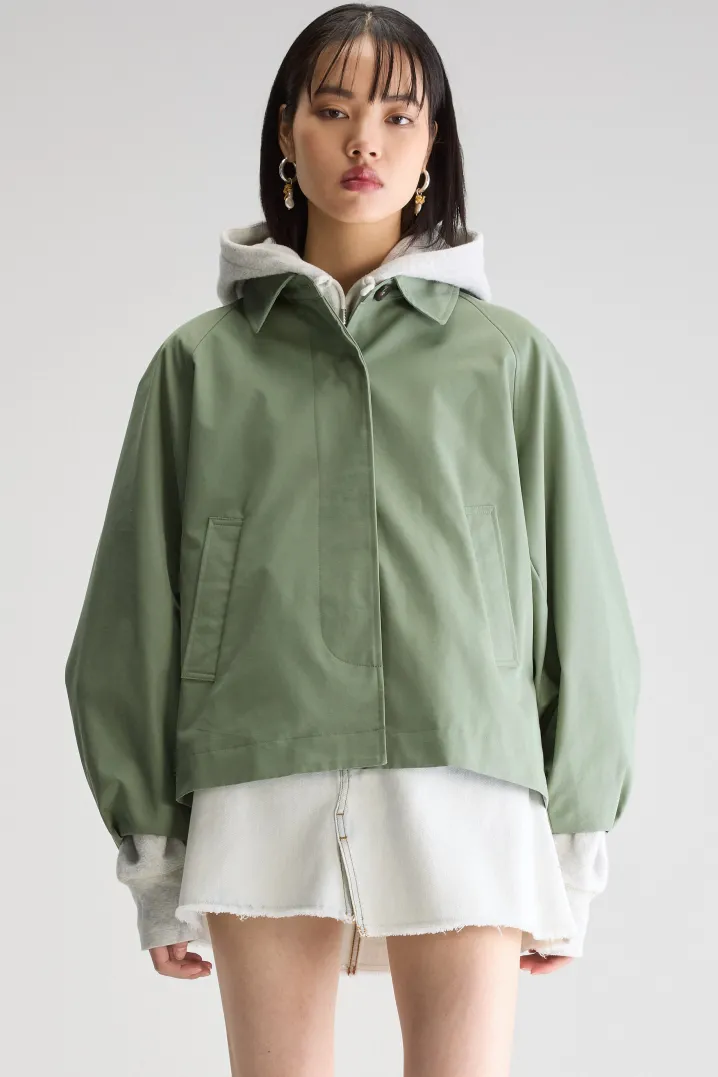 SHORT TRENCH JACKET VERDE EUCALIPTO