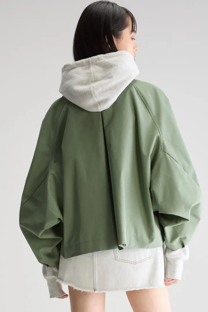 SHORT TRENCH JACKET VERDE EUCALIPTO