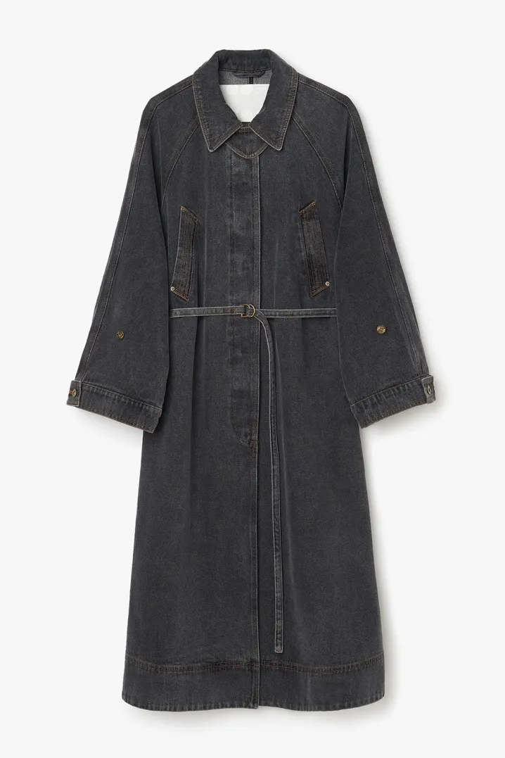 TRENCH LUNGO DENIM GRIGIO OOFWEAR