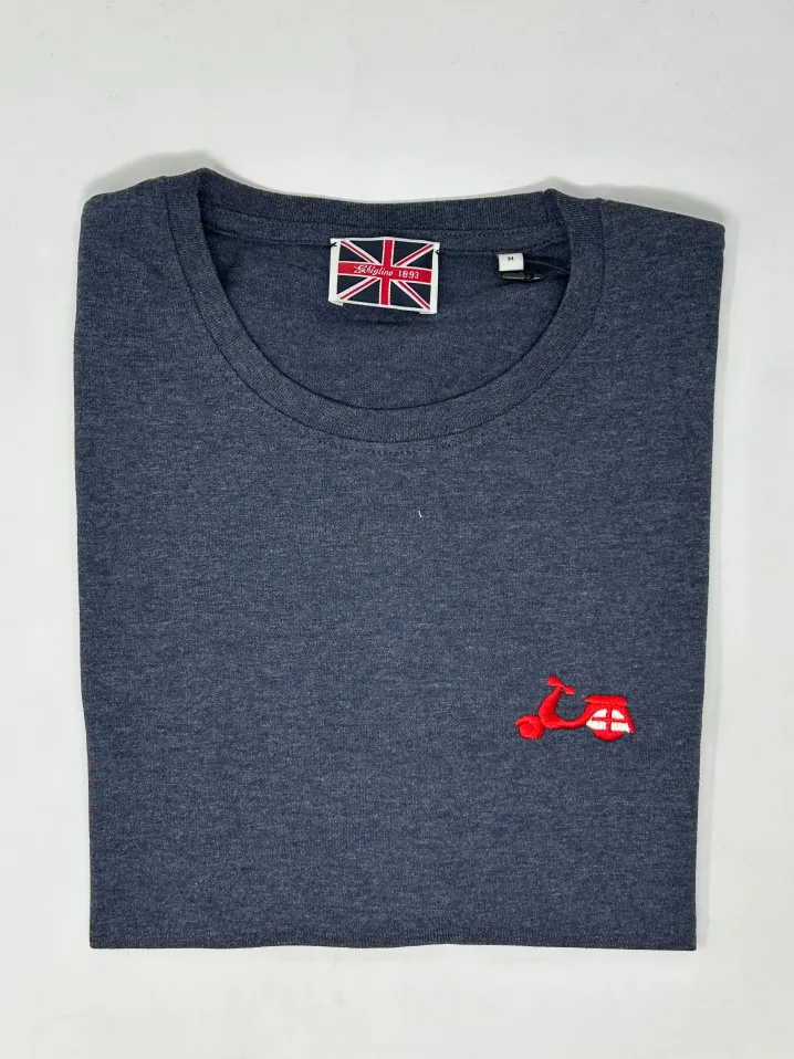 T-SHIRT "VESPA BANDIERA GENOVA" BLU MELANGE