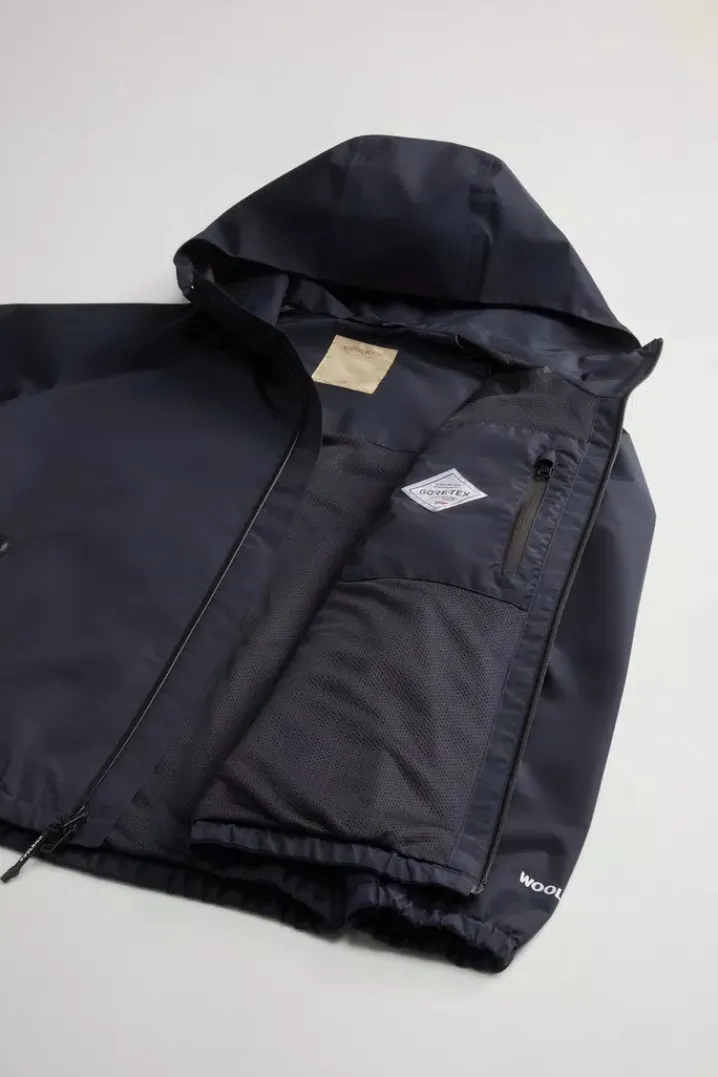 WINDSTOPPER HOODED JACKET MELTON BLUE WOOLRICH