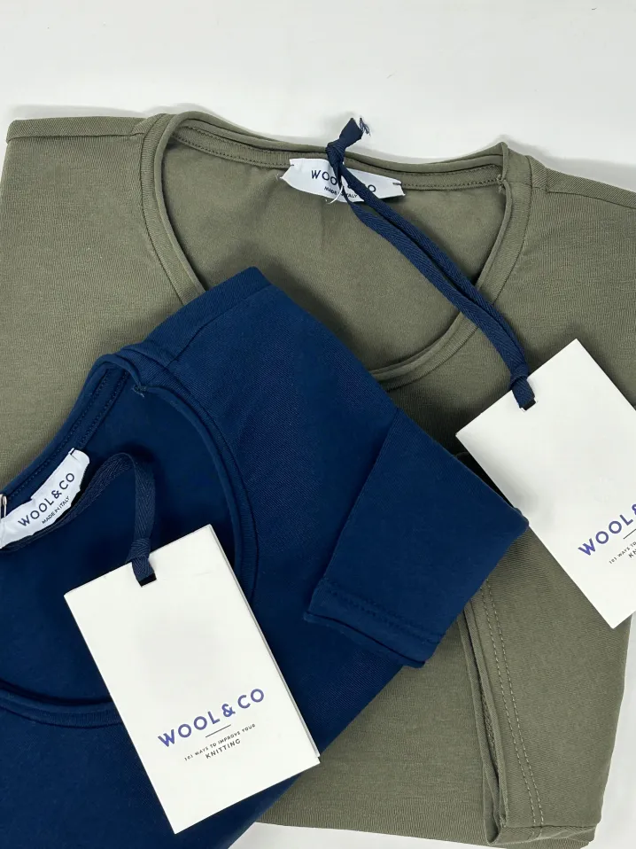 WOOL & CO T-SHIRT GIROCOLLO ROTOLINO MILITARE