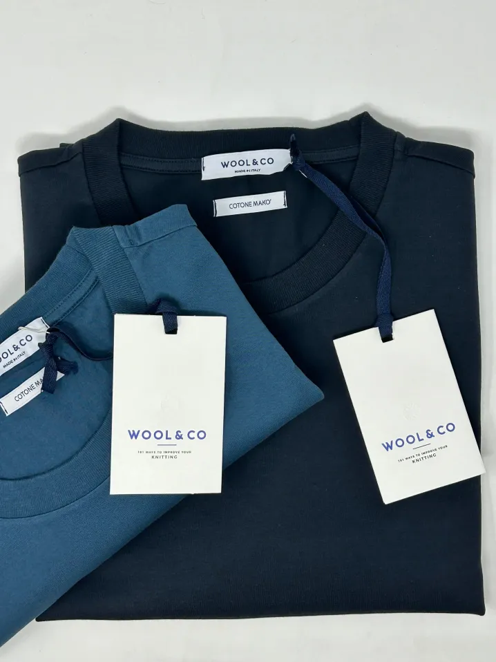 WOOL & CO T-SHIRT GIROCOLLO BLU
