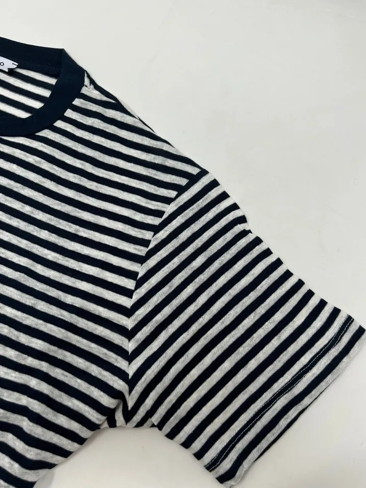 WOOL & CO T-SHIRT GIROCOLLO RIGA BLU/BIANCA